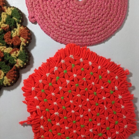 GOOD- Lot of 8 - Handmade Pot Holders Crocheted Assorted Colors - Picture 7 of 8